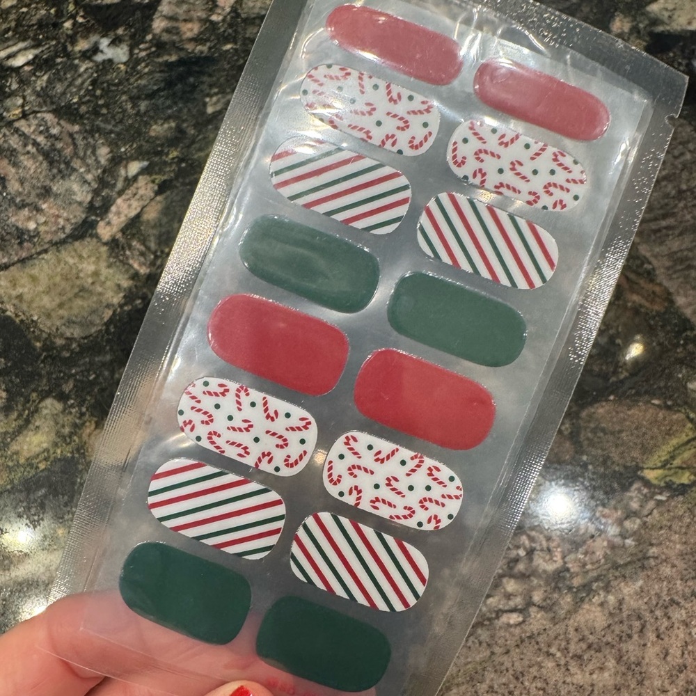 Candy Cane Christmas Nail Wraps | Holiday Nail Stickers | 16 Count - Picture 3 of 5